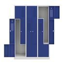 Z-skåp Amsterdam, 3 sektioner, ljusgrå/gentianablå, bredd 1185 mm