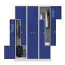 Z-skåp Amsterdam, 3 sektioner, ljusgrå/gentianablå, bredd 1185 mm