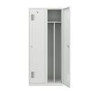 Klädskåp med mellanvägg Amsterdam, 2 sektioner, ljusgrå, bredd 800 mm