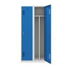 Klädskåp med mellanvägg Amsterdam, 2 sektioner, ljusgrå/ljusblå, bredd 800 mm