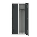 Klädskåp med mellanvägg Amsterdam, 2 sektioner, ljusgrå/basaltgrå, bredd 800 mm