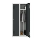 Klädskåp med mellanvägg Amsterdam, 2 sektioner, ljusgrå/basaltgrå, bredd 800 mm