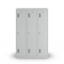 Klädskåp med mellanvägg Amsterdam, 3 sektioner, ljusgrå, bredd 1200 mm