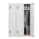 Klädskåp med mellanvägg Amsterdam, 3 sektioner, ljusgrå, bredd 1200 mm