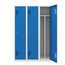 Klädskåp med mellanvägg Amsterdam, 3 sektioner, ljusgrå/ljusblå, bredd 1200 mm