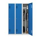 Klädskåp med mellanvägg Amsterdam, 3 sektioner, ljusgrå/ljusblå, bredd 1200 mm