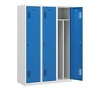 Klädskåp med mellanvägg Amsterdam, 3 sektioner, ljusgrå/ljusblå, bredd 1200 mm