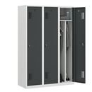 Klädskåp med mellanvägg Amsterdam, 3 sektioner, ljusgrå/basaltgrå, bredd 1200 mm