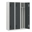 Klädskåp med mellanvägg Amsterdam, 3 sektioner, ljusgrå/basaltgrå, bredd 1200 mm