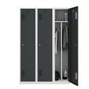 Klädskåp med mellanvägg Amsterdam, 3 sektioner, ljusgrå/basaltgrå, bredd 1200 mm