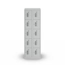 Småfacksskåp med 5 fack Amsterdam, 2 sektioner, ljusgrå, B 600 mm, 10 fack, cylinderlås