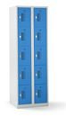 Småfacksskåp med 5 fack Amsterdam, 2 sektioner, ljusgrå/ljusblå, B 600 mm, 10 fack, vridregel