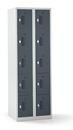 Småfacksskåp med 5 fack Amsterdam, 2 sektioner, ljusgrå/basaltgrå, B 600 mm, 10 fack, vridregel