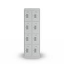 Småfacksskåp med 4 fack Amsterdam, 2 sektioner, ljusgrå, B 600 mm, 8 fack, cylinderlås