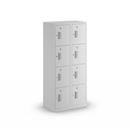 Småfacksskåp med 4 fack Amsterdam, 2 sektioner, ljusgrå, B 800 mm, 8 fack, cylinderlås