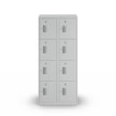 Småfacksskåp med 4 fack Amsterdam, 2 sektioner, ljusgrå, B 800 mm, 8 fack, cylinderlås