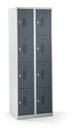 Småfacksskåp med 4 fack Amsterdam, 2 sektioner, ljusgrå/basaltgrå, B 600 mm, 8 fack, vridregel