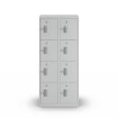 Småfacksskåp med 4 fack Amsterdam, 2 sektioner, ljusgrå, B 800 mm, 8 fack, vridregel