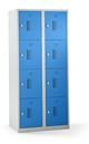 Småfacksskåp med 4 fack Amsterdam, 2 sektioner, ljusgrå/ljusblå, B 800 mm, 8 fack, vridregel