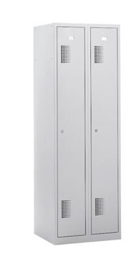 Klädskåp, Antibakteriellt Amsterdam, 2 sektioner, ljusgrå, bredd 600 mm