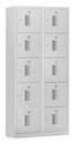 Småfacksskåp med 5 fack Amsterdam, 2 sektioner, ljusgrå, B 600 mm, 10 fack, cylinderlås