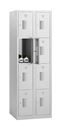 Småfacksskåp med 4 fack Amsterdam, 2 sektioner, ljusgrå, B 600 mm, 8 fack, cylinderlås