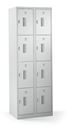 Småfacksskåp med 4 fack Amsterdam, 2 sektioner, ljusgrå, B 600 mm, 8 fack, vridregel