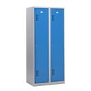 Klädskåp Amsterdam, 2 sektioner, ljusgrå/ljusblå, bredd 800 mm, cylinderlås