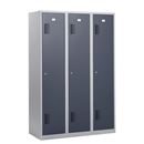 Klädskåp Amsterdam, 3 sektioner, ljusgrå/basaltgrå, bredd 1200 mm, cylinderlås