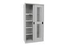 Verkstadsskåp med skjutdörrar Ellinor, höjd 1950 mm, fönsterdörrar, BxD 1000 x 500 mm, med 4 hyllplan, dörr ljusgrå