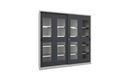 Verkstadsskåp med skjutdörrar Ellinor, höjd 1950 mm, fönsterdörrar, BxD 2000 x 600 mm, med skiljevägg och 2 x 4 hyllplan, dörr antracit
