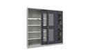 Verkstadsskåp med skjutdörrar Ellinor, höjd 1950 mm, fönsterdörrar, BxD 2000 x 600 mm, med skiljevägg och 2 x 4 hyllplan, dörr antracit