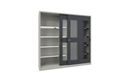 Verkstadsskåp med skjutdörrar Ellinor, höjd 1950 mm, fönsterdörrar, BxD 2000 x 400 mm, med skiljevägg och 2 x 4 hyllplan, dörr antracit