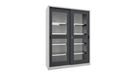 Verkstadsskåp med skjutdörrar Ellinor, höjd 1950 mm, fönsterdörrar, BxD 1500 x 500 mm, med skiljevägg och 2 x 4 hyllplan, dörr antracit