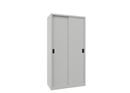 Verkstadsskåp med skjutdörrar Ellinor, höjd 1950 mm, dörrar helt i plåt, BxD 1000 x 500 mm, med 4 hyllplan, dörr ljusgrå
