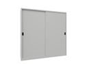 Verkstadsskåp med skjutdörrar Ellinor, höjd 1950 mm, dörrar helt i plåt, BxD 2000 x 500 mm, med skiljevägg och 2 x 4 hyllplan, dörr ljusgrå