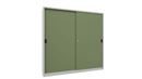 Verkstadsskåp med skjutdörrar Ellinor, höjd 1950 mm, dörrar helt i plåt, BxD 2000 x 500 mm, med skiljevägg och 2 x 4 hyllplan, dörr resedagrön