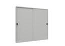 Verkstadsskåp med skjutdörrar Ellinor, höjd 1950 mm, dörrar helt i plåt, BxD 2000 x 400 mm, med skiljevägg och 2 x 4 hyllplan, dörr ljusgrå