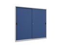 Verkstadsskåp med skjutdörrar Ellinor, höjd 1950 mm, dörrar helt i plåt, BxD 2000 x 400 mm, med skiljevägg och 2 x 4 hyllplan, dörr gentianablå