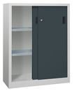 Verkstadsskåp med skjutdörrar Ellinor, höjd 1200 mm, dörrar helt i plåt, BxD 1000 x 500 mm, med 2 hyllplan, dörr antracit
