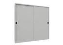 Verkstadsskåp med skjutdörrar för tung belastning Ellinor, höjd 1950 mm, dörrar helt i plåt, BxD 2000 x 500 mm, med skiljevägg och 2 x 4 hyllplan, dörr ljusgrå