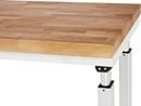Höj och sänkbart Arbetsbord Dagfinn, höjd 720 – 1120 mm, skiva i massiv bok, BxD 750 x 800 mm