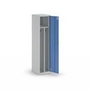 Klädskåp med mellanvägg Alvina, 1 sektion, ljusgrå/ljusblå, bredd 400 mm, cylinderlås