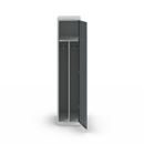 Klädskåp med mellanvägg Alvina, 1 sektion, ljusgrå/basaltgrå, bredd 400 mm, cylinderlås