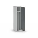 Klädskåp med mellanvägg Alvina, 1 sektion, ljusgrå/basaltgrå, bredd 400 mm, cylinderlås