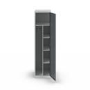 Städskåp Alvina, skiljevägg i mitten, ljusgrå/basaltgrå, cylinderlås