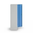 Städskåp Alvina, skiljevägg i mitten, ljusgrå/ljusblå, cylinderlås