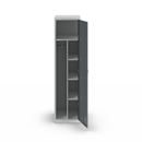 Städskåp Alvina, skiljevägg i mitten, ljusgrå/basaltgrå, vridregel