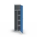 Städskåp Alvina, skiljevägg i mitten, ljusgrå/ljusblå, vridregel