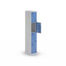 Skolskåp Alvina, 1 sektion, ljusgrå/ljusblå, bredd 300 mm, cylinderlås